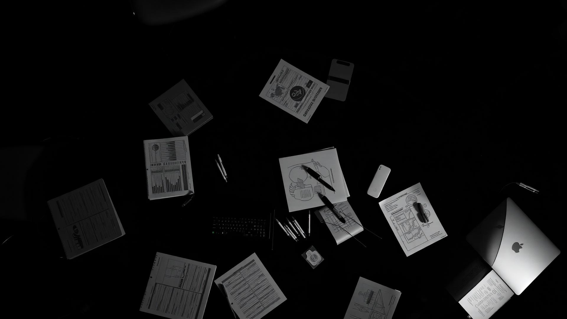 Marketing audit materials on a glass conference table